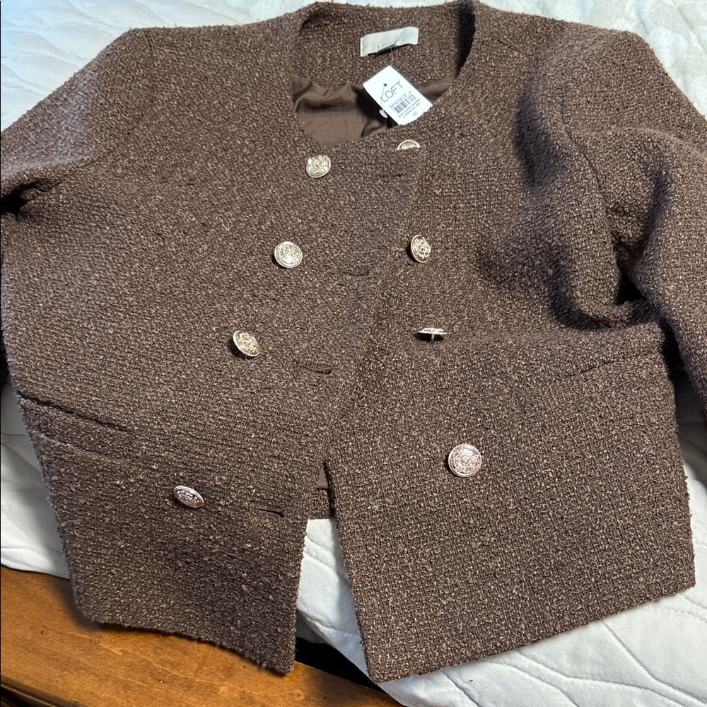 LOFT Brown Textured Blazer size M NWT